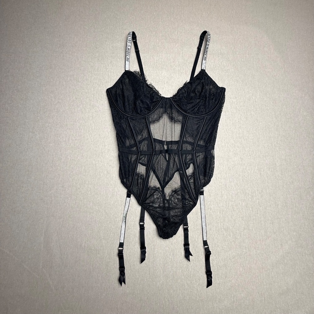 Victoria's Secret Very Sexy Shine Strap Lace Teddy Garters XL